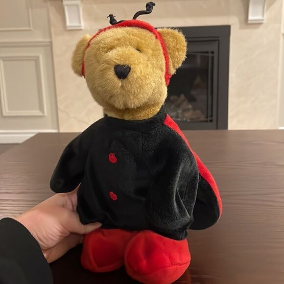 GANZ HERITAGE COLLECTION BROWN TEDDY BEAR PLUSH WEARING LADYBUG COSTUME PLUSH 12 - Picture 2 of 7
